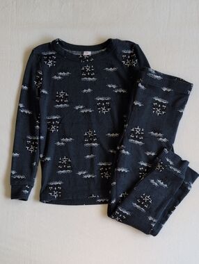 Joe Fresh Toddler Boys Plush Knit Pajama Set Pirate Ships Clouds Navy Blue 4T